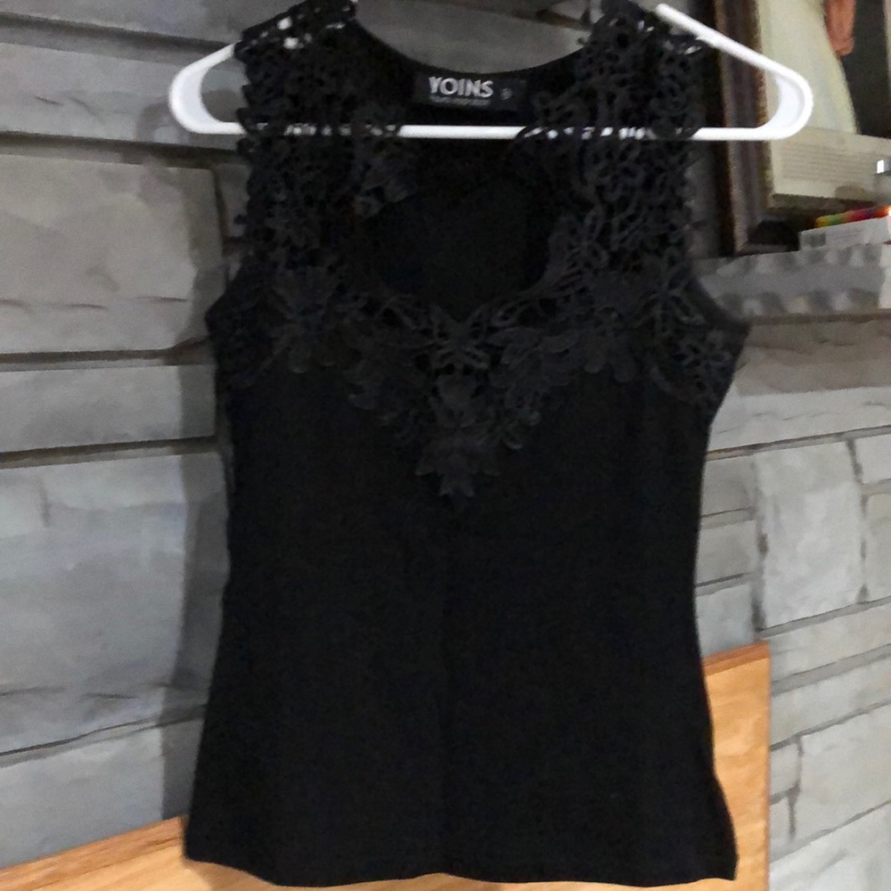 Black cut out crochet tank top